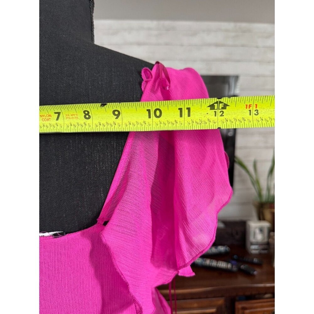NWT Zara Magenta Pink Ruffled Midi Slip Dress Women Size Small - Picture 4 of 10